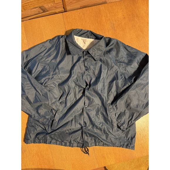 Vintage Soffe Snap Jacket Men's L 46 Navy Blue Made in USA 80s 90s Blank - Picture 1 of 9